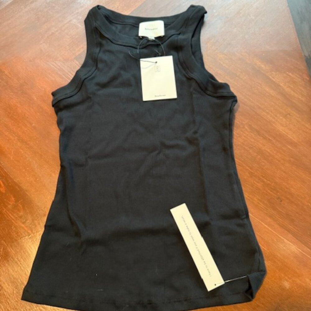 Reformation Tasha Ribbed Tank Top Size S. NWT. Black